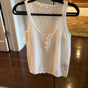 NWOT Zara Knit white tank top size M